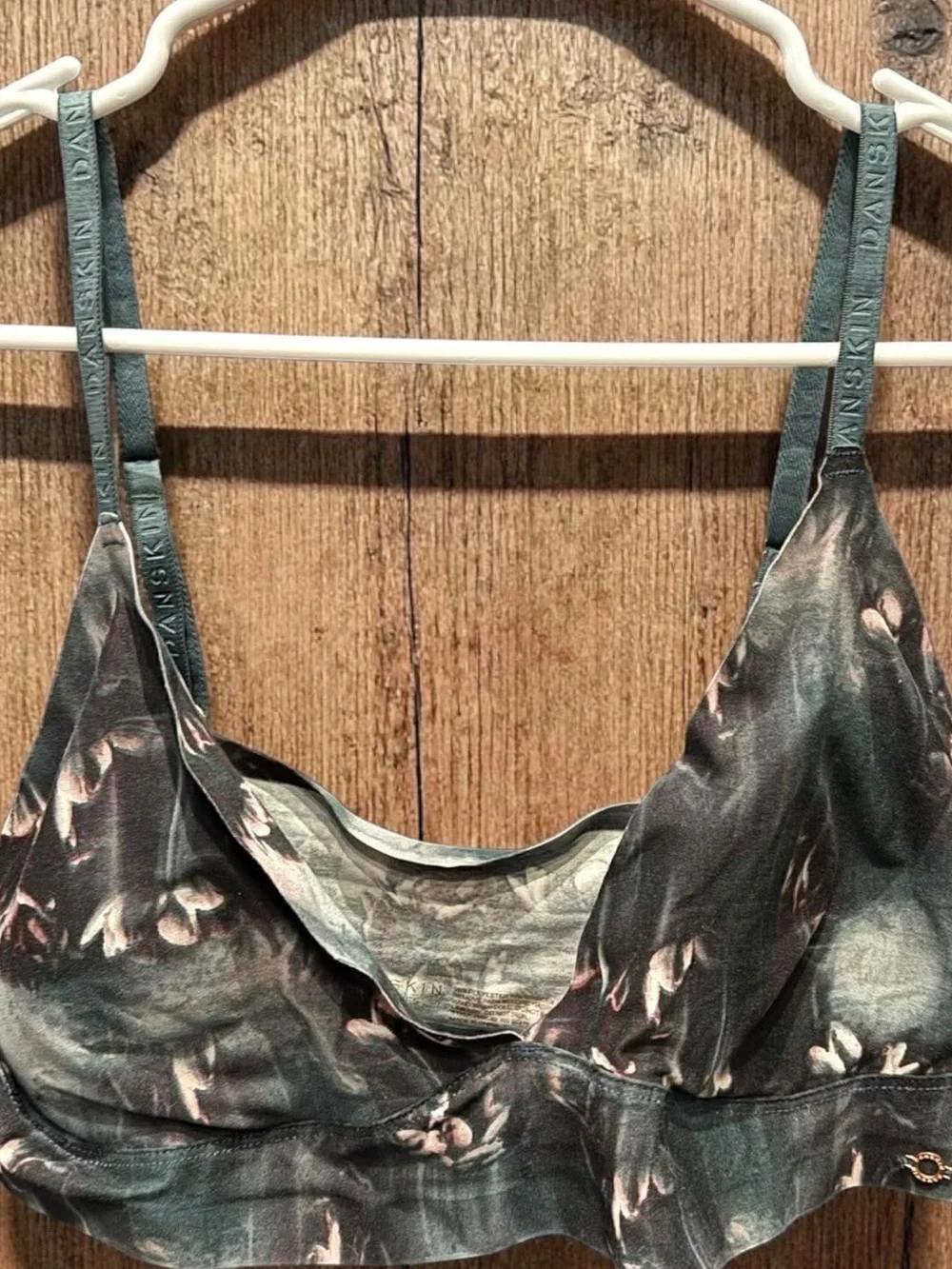 Danskin seamless Teal Floral Wireless Bralette bra XL